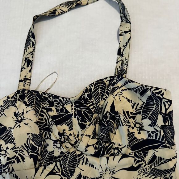 Aryeh Women's Floral Halter Flare Dress Knee Length Multicolor Cotton Zip - Picture 8 of 9